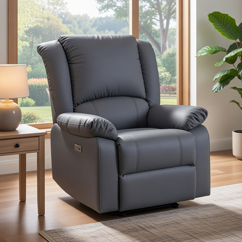 كرسي استرخاء جلدي كهربائي مقاس 33.1 بوصة مع منافذ USB للبالغين